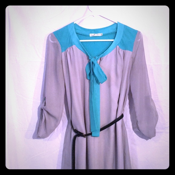 Lavender Dress with Teal accent - Picture 1 of 7